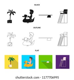 Isolated object of pool and swimming icon. Set of pool and activity stock symbol for web.