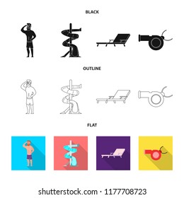 Isolated object of pool and swimming icon. Set of pool and activity stock symbol for web.