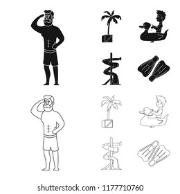 Isolated object of pool and swimming icon. Collection of pool and activity vector icon for stock.