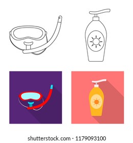 Isolated object of pool and swimming icon. Set of pool and activity stock vector illustration.