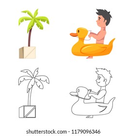 Isolated object of pool and swimming icon. Collection of pool and activity stock symbol for web.