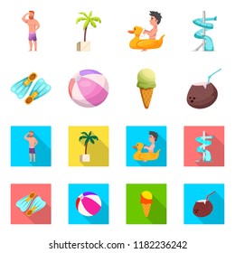 Isolated object of pool and swimming icon. Collection of pool and activity stock vector illustration.