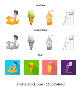 Isolated object of pool and swimming icon. Collection of pool and activity vector icon for stock.