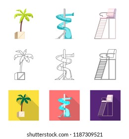 Isolated object of pool and swimming icon. Collection of pool and activity vector icon for stock.