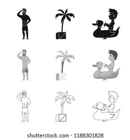 Isolated object of pool and swimming icon. Collection of pool and activity stock symbol for web.
