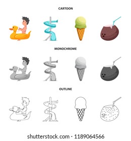 Isolated object of pool and swimming icon. Collection of pool and activity stock vector illustration.