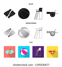 Isolated object of pool and swimming icon. Set of pool and activity vector icon for stock.