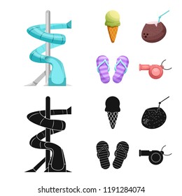 Isolated object of pool and swimming icon. Collection of pool and activity stock vector illustration.