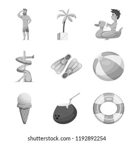 Isolated object of pool and swimming icon. Collection of pool and activity stock vector illustration.