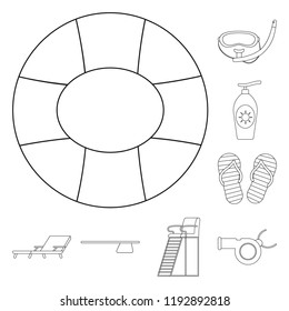 Isolated object of pool and swimming icon. Collection of pool and activity stock vector illustration.