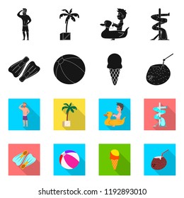 Isolated object of pool and swimming icon. Collection of pool and activity stock symbol for web.