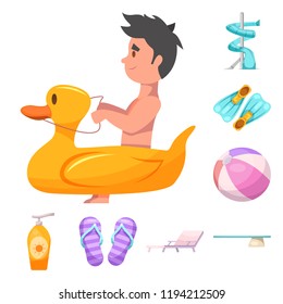 Isolated object of pool and swimming icon. Set of pool and activity stock symbol for web.