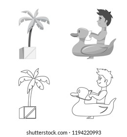 Isolated object of pool and swimming icon. Collection of pool and activity stock vector illustration.