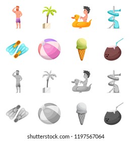 Isolated object of pool and swimming icon. Set of pool and activity stock symbol for web.