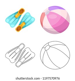 Isolated object of pool and swimming icon. Set of pool and activity stock symbol for web.
