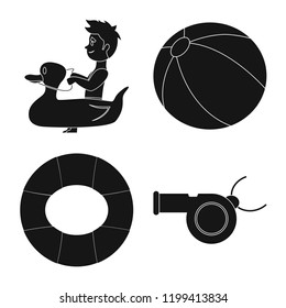 Isolated object of pool and swimming icon. Collection of pool and activity vector icon for stock.