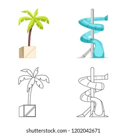 Isolated object of pool and swimming icon. Set of pool and activity stock symbol for web.
