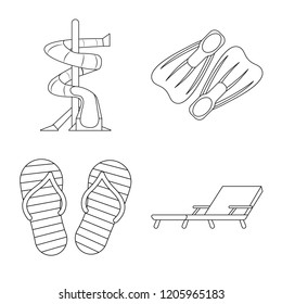 Isolated object of pool and swimming icon. Set of pool and activity stock symbol for web.