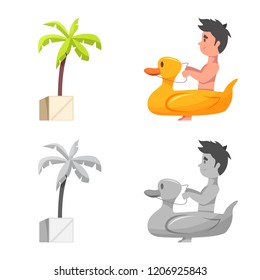 Isolated object of pool and swimming icon. Set of pool and activity stock vector illustration.