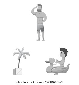 Isolated object of pool and swimming icon. Set of pool and activity stock symbol for web.