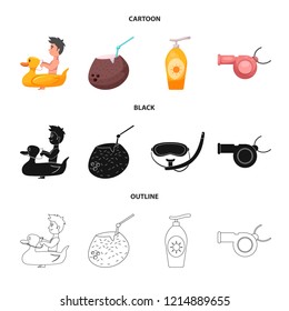 Isolated object of pool and swimming icon. Collection of pool and activity stock symbol for web.
