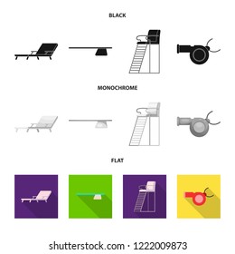 Isolated object of pool and swimming icon. Set of pool and activity vector icon for stock.