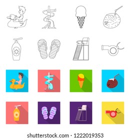 Isolated object of pool and swimming icon. Collection of pool and activity vector icon for stock.