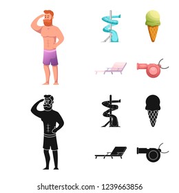 Isolated object of pool and swimming icon. Collection of pool and activity vector icon for stock.