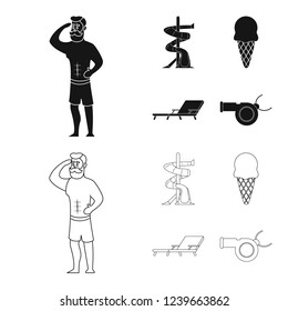 Isolated object of pool and swimming icon. Collection of pool and activity stock symbol for web.