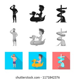 Isolated object of pool and swimming logo. Collection of pool and activity stock symbol for web.