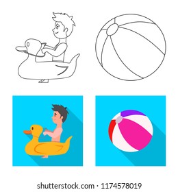 Isolated object of pool and swimming logo. Collection of pool and activity vector icon for stock.