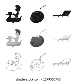 Isolated object of pool and swimming logo. Collection of pool and activity stock vector illustration.