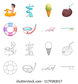 Isolated object of pool and swimming logo. Collection of pool and activity vector icon for stock.