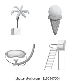 Isolated object of pool and swimming logo. Set of pool and activity stock symbol for web.