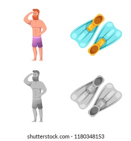 Isolated object of pool and swimming logo. Set of pool and activity vector icon for stock.