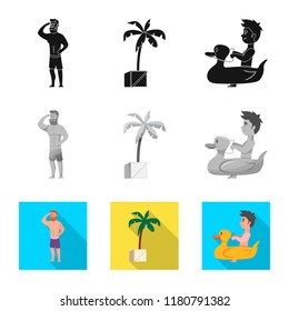 Isolated object of pool and swimming logo. Set of pool and activity vector icon for stock.