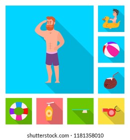 Isolated object of pool and swimming logo. Collection of pool and activity stock vector illustration.
