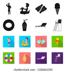 Isolated object of pool and swimming logo. Set of pool and activity stock vector illustration.