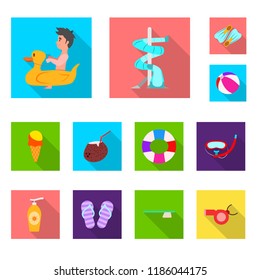 Isolated object of pool and swimming logo. Set of pool and activity stock vector illustration.