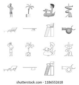 Isolated object of pool and swimming logo. Set of pool and activity stock symbol for web.