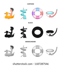 Isolated object of pool and swimming logo. Set of pool and activity vector icon for stock.