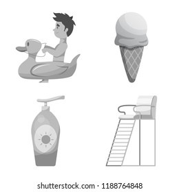 Isolated object of pool and swimming logo. Set of pool and activity stock symbol for web.