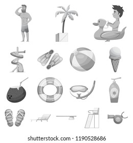 Isolated object of pool and swimming logo. Set of pool and activity stock vector illustration.