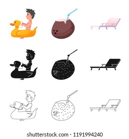 Isolated object of pool and swimming logo. Collection of pool and activity vector icon for stock.