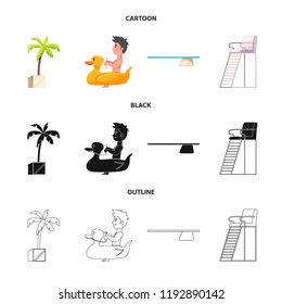 Isolated object of pool and swimming logo. Collection of pool and activity stock vector illustration.