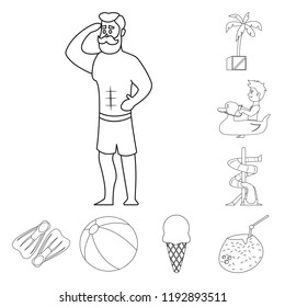 Isolated object of pool and swimming logo. Collection of pool and activity vector icon for stock.