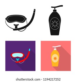 Isolated object of pool and swimming logo. Collection of pool and activity stock vector illustration.