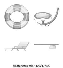 Isolated object of pool and swimming logo. Collection of pool and activity stock symbol for web.