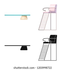 Isolated object of pool and swimming logo. Collection of pool and activity stock symbol for web.