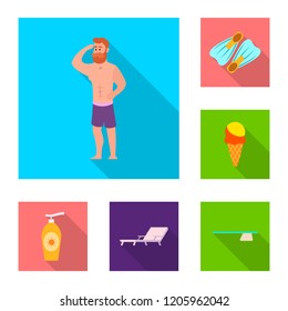 Isolated object of pool and swimming logo. Collection of pool and activity stock symbol for web.
